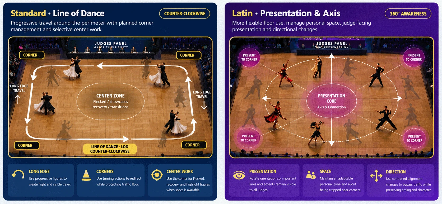 Competition floor navigation visual