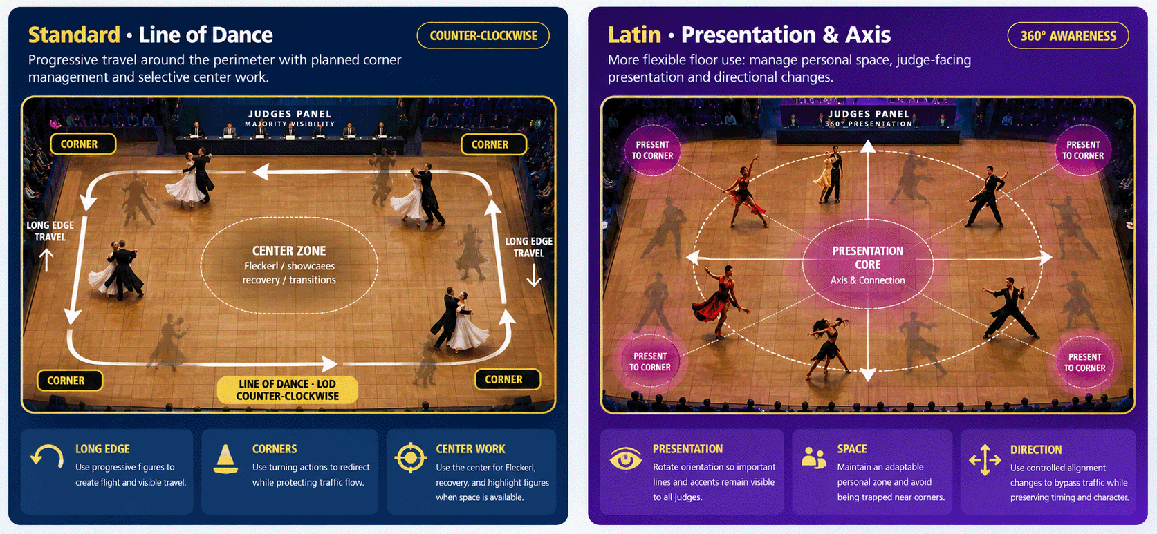 Competition floor navigation visual